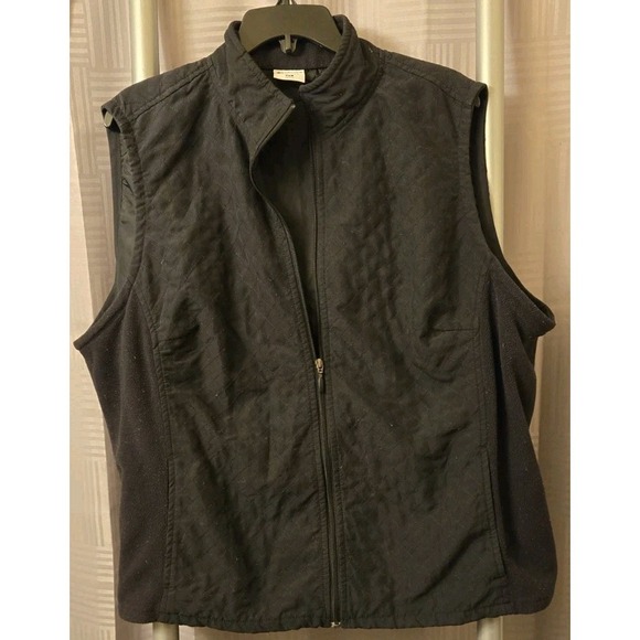 Columbia Womens Black Quilted Fleece Zip Up Vest Size 2XL Pockets - Picture 2 of 6